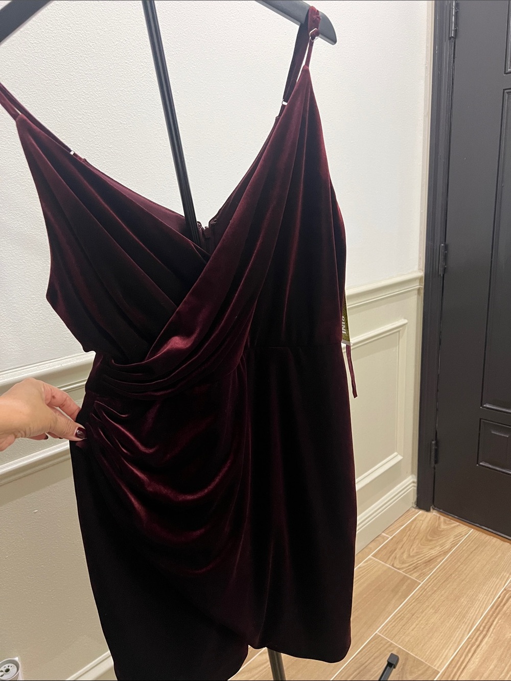 Gianni Bini Burgundy Velvet Draped Mini Dress